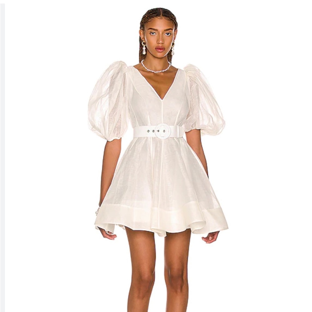 Zimmermann belted dancer puff sleeve mini